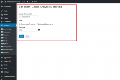 Google Analytics E-Tracking